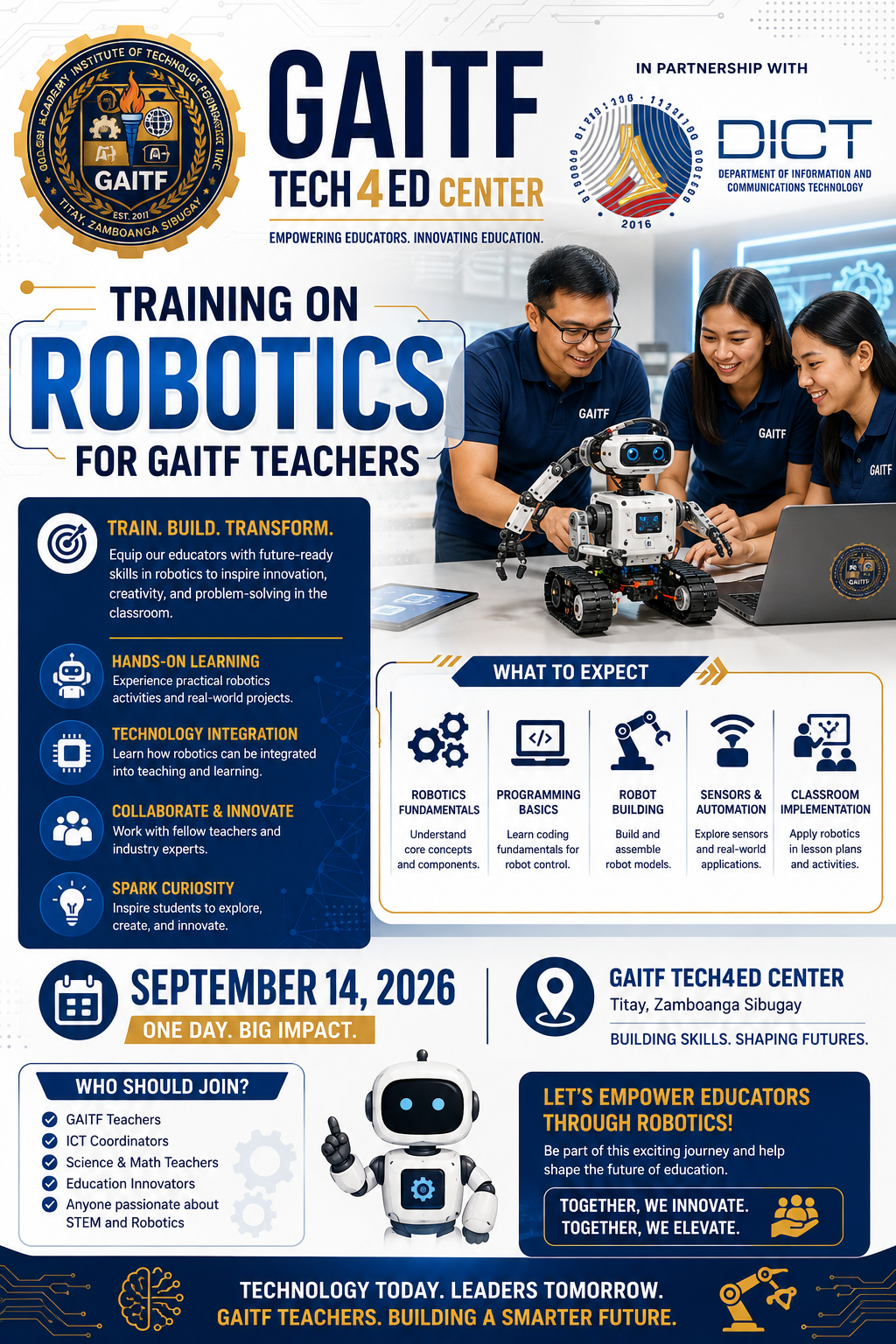 🤖 GAITF Tech4Ed Center Conducts Robotics Training for GAITF Teachers in Partnership with DICT